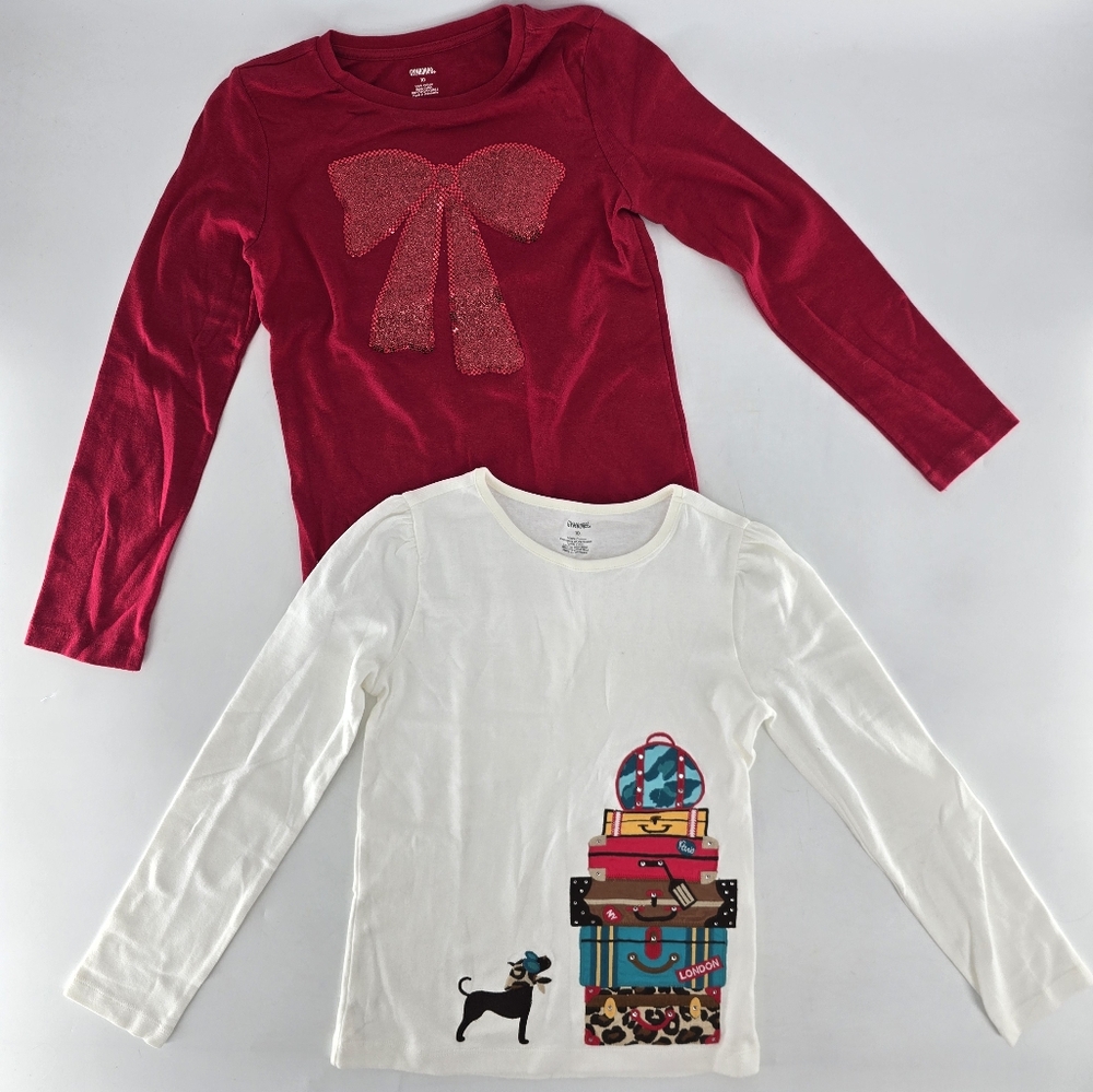 Gymboree Sparkling Bow and Suitcase Long Sleeve Tees